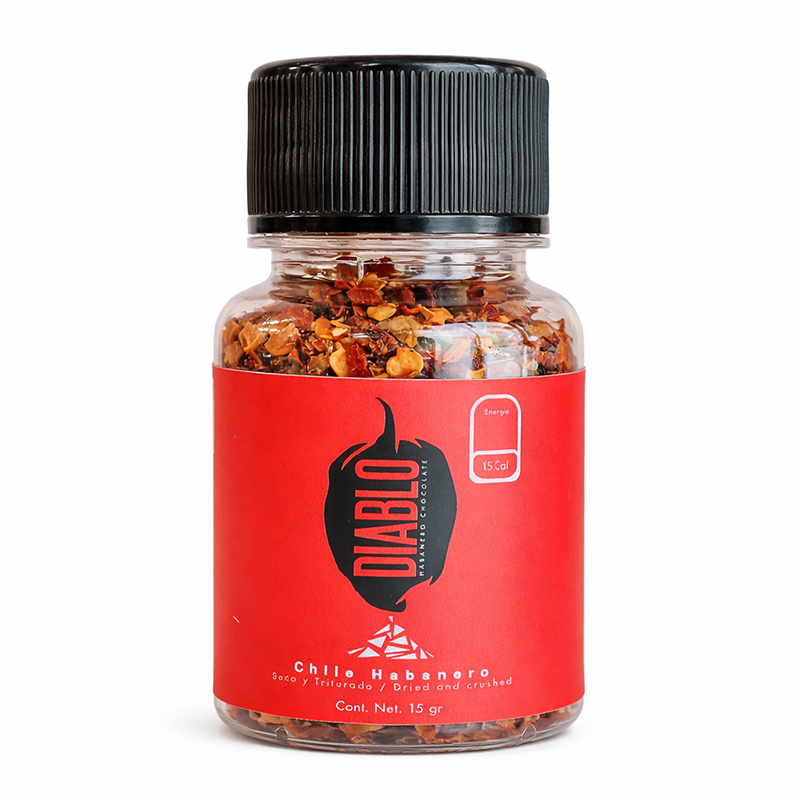 Chile Habanero seco y triturado "Diablo Chocolate", 15g