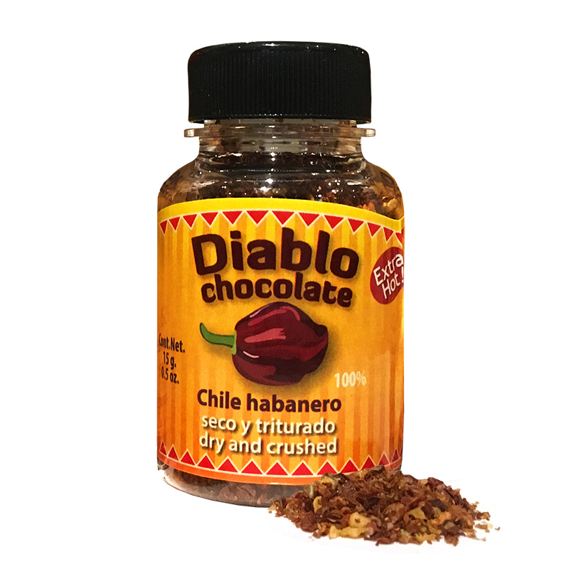 Chile Habanero seco y triturado "Diablo Chocolate", 15g