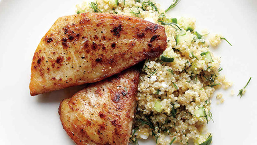 Huachinango y Quinoa con Queso Feta y Pepino Huachinango y Quinoa con Queso Feta y Pepino