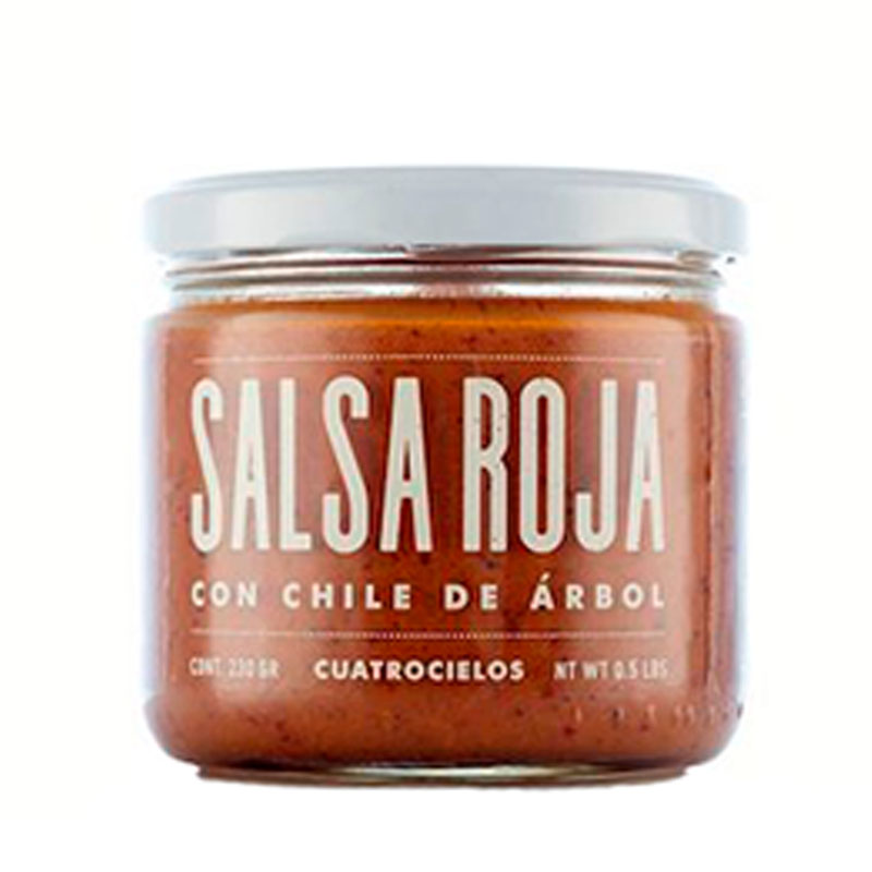 Salsa Roja con Chile de Árbol Cuatro Cielos, 230g