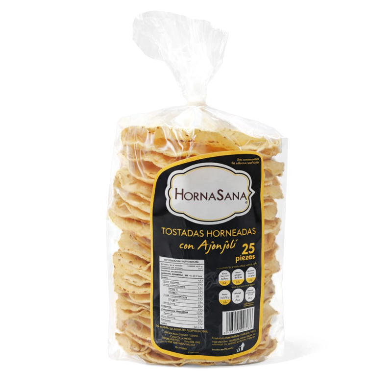 Tostada Horneada de Ajonjolí, 25 pzas