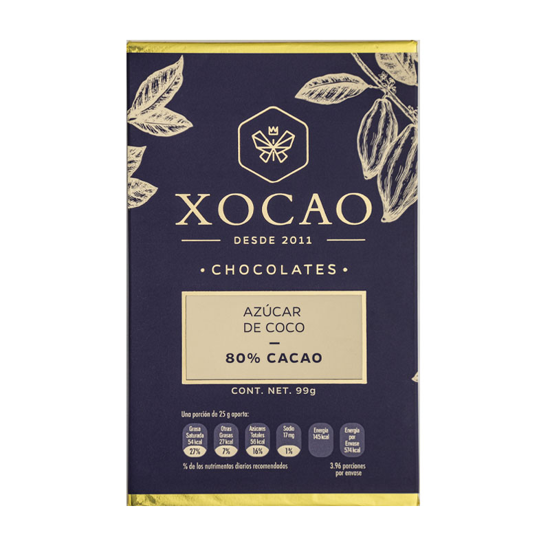 Barra de Chocolate Amargo con Azúcar de Coco, 99g