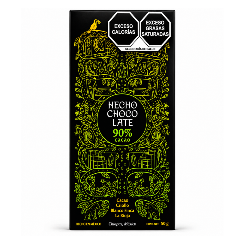 Barra de Chocolate 90% Cacao de Finca La Rioja de Origen, 50g