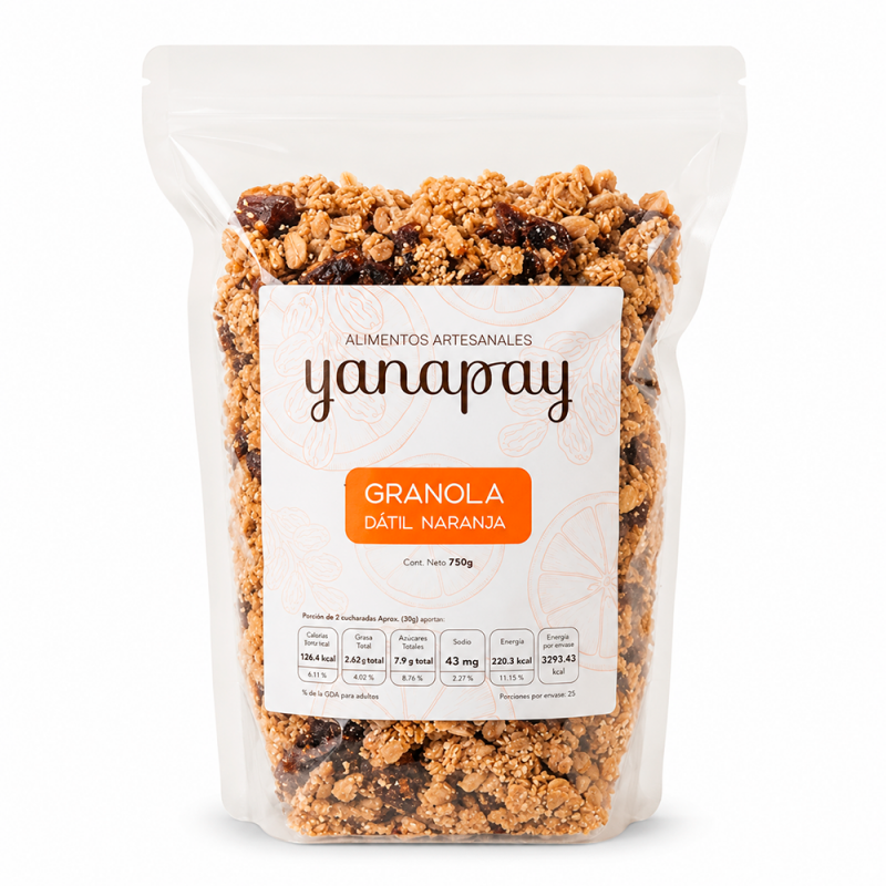 Granola con Dátiles y Cáscaras de Naranja, 750g