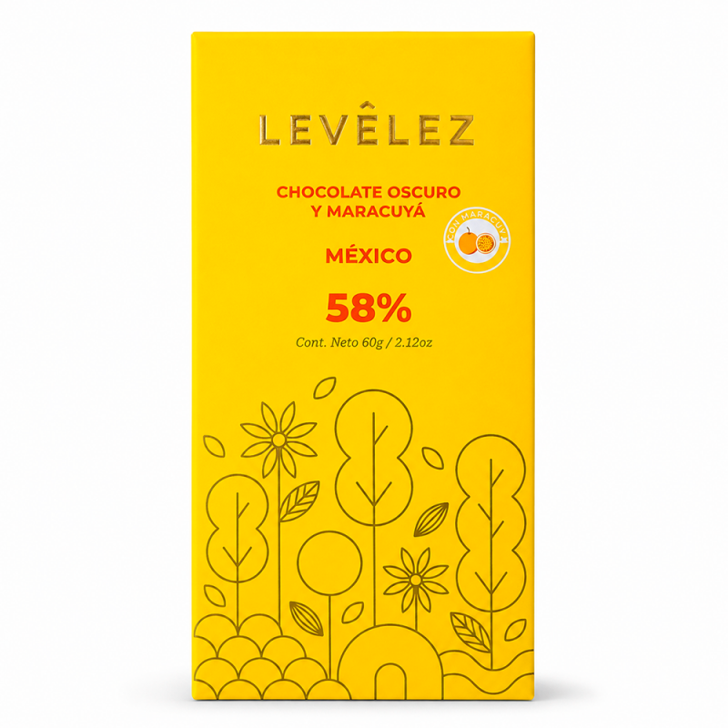 Chocolate Oscuro y Maracuyá 58%, 60g