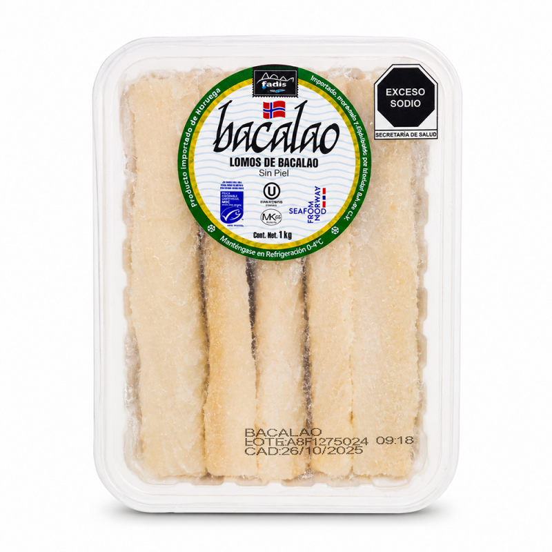 Lomos De Bacalao Noruego Kosher Sin Piel, 1kg