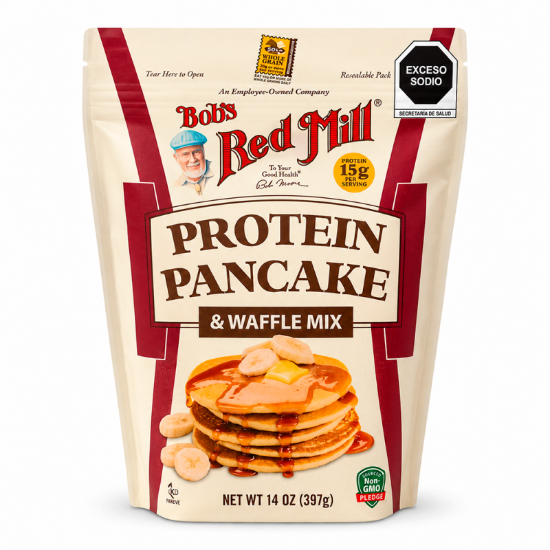 Harina para preparar Waffles y Panqueques con Proteína, 397g