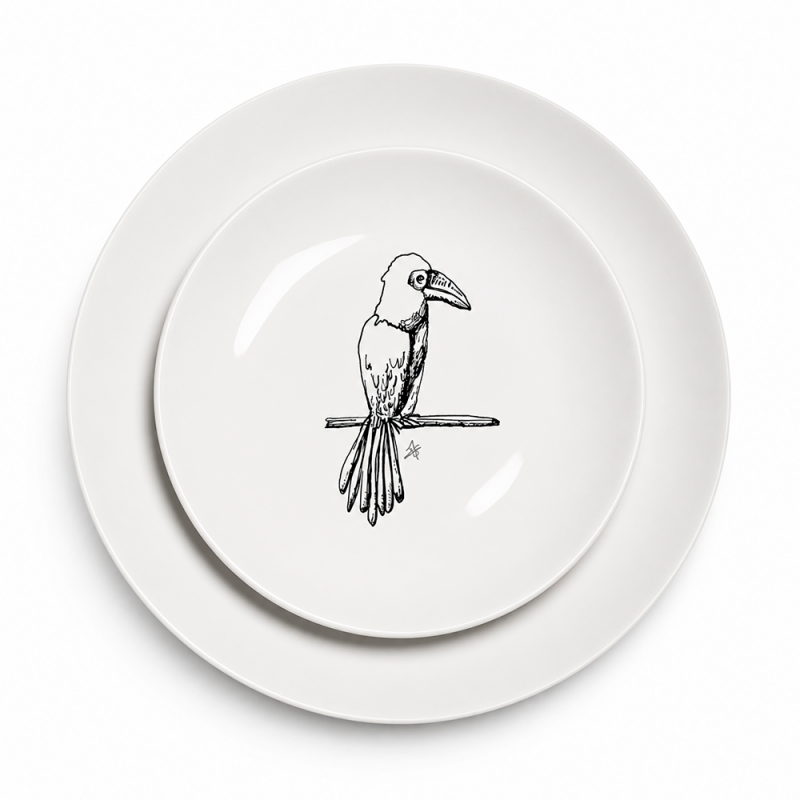 Set de Platos de Cerámica, Pájaros