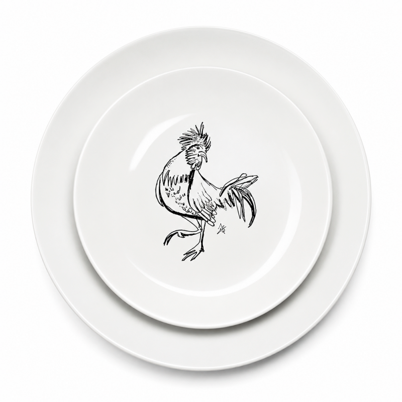 Set de Platos de Cerámica, Gallos