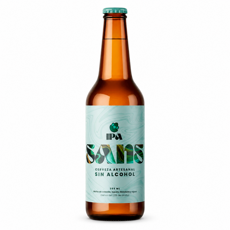 Bebida de malta Sans Ipa La Artesanal sin Alcohol, 355ml