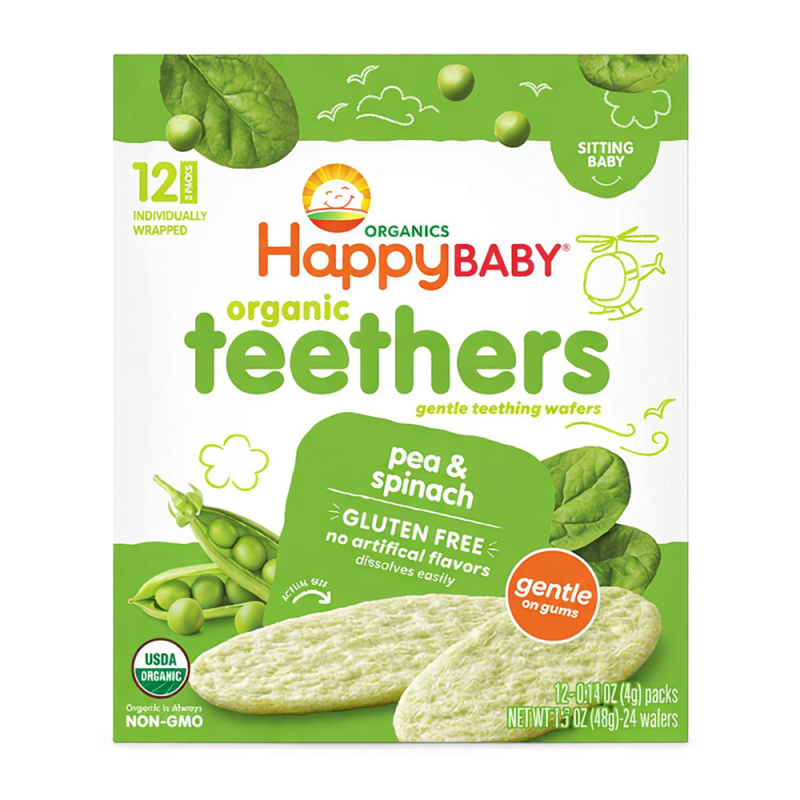 Happy Baby Obleas Suaves Orgánicas Chícharo y Espinaca, 48g