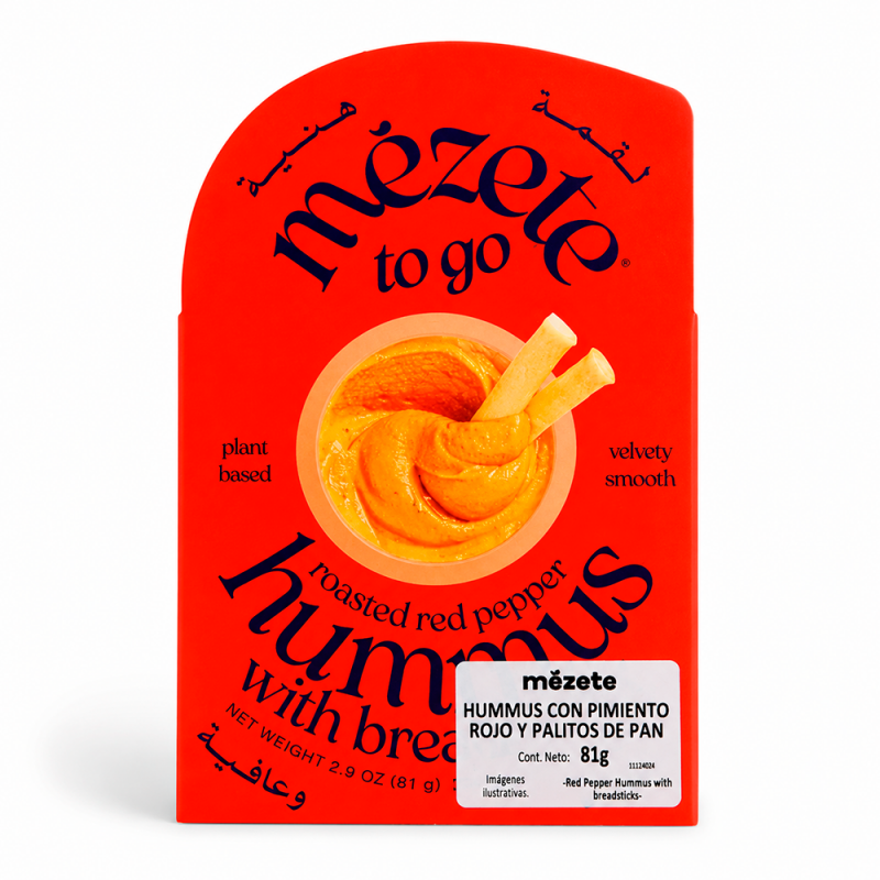 Hummus Pimiento Rojo Asado con Breadsticks Mezete, 81g
