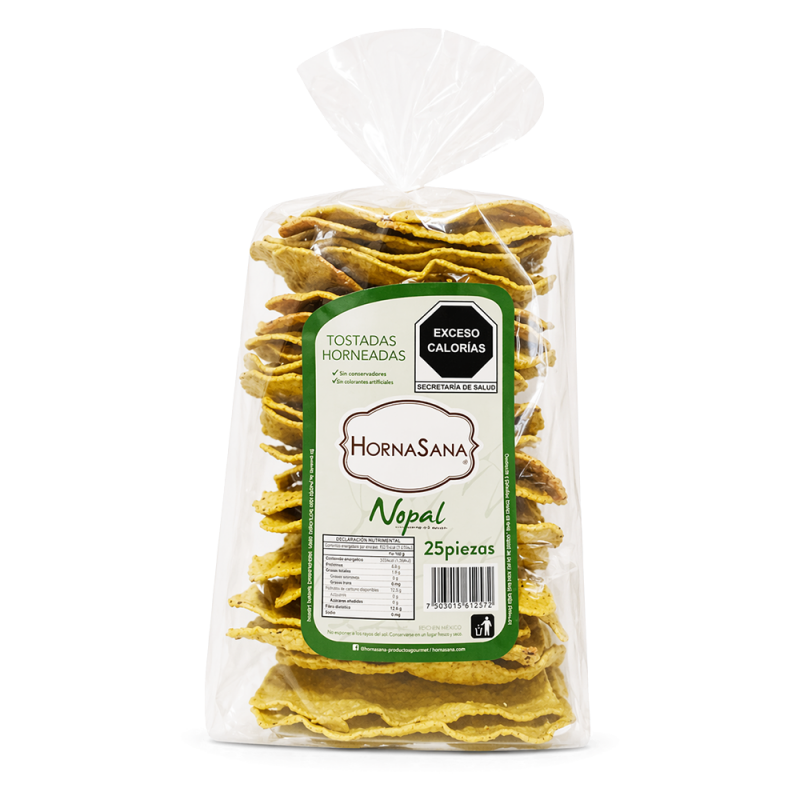 Tostada Cuadrada de Nopal, 25 pzas