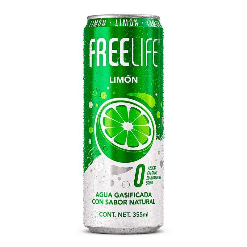 Agua Gasificada Freelife Limón, 355ml