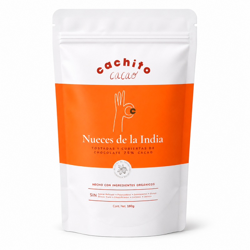 Nueces de la India Cubiertas con Chocolate 75% Cacao, 160g