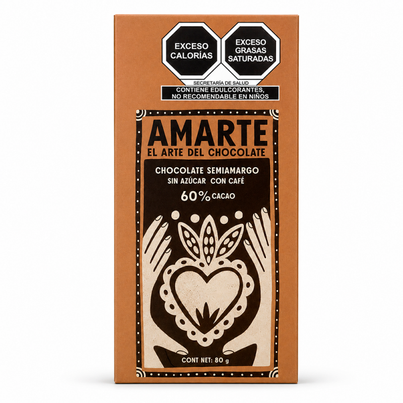 Chocolate Semiamargo con Café sin Azúcar, 80g