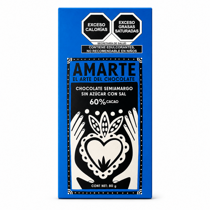 Chocolate Semiamargo con Sal sin Azúcar, 80g