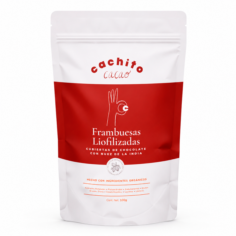 Frambuesas Liofilizadas Cubiertas con Chocolate Vegana, 100g