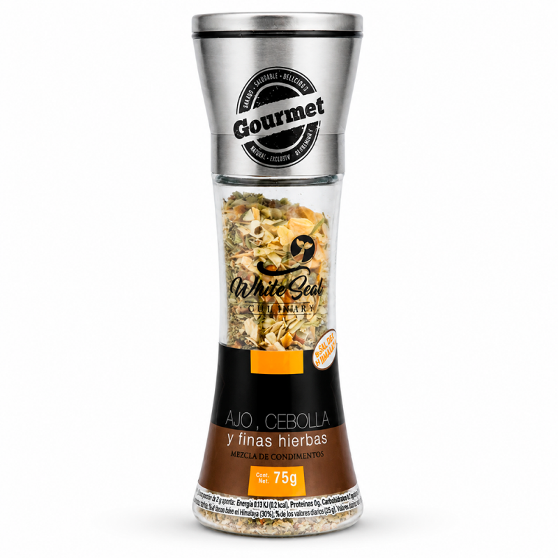Ajo, Cebolla y Finas Hierbas con Molino, 75g