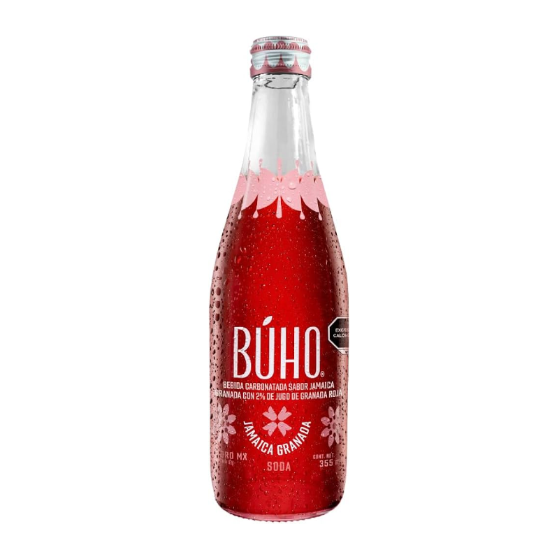 Búho Soda Jamaica Granada, 355ml