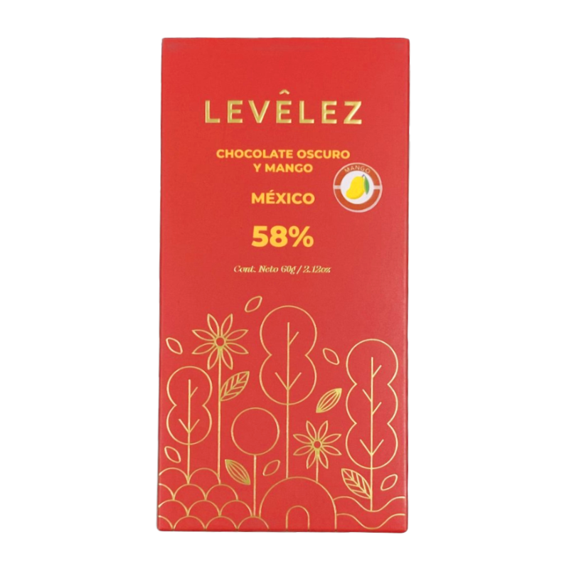 Chocolate Oscuro 58% Cacao y Mango, 60g