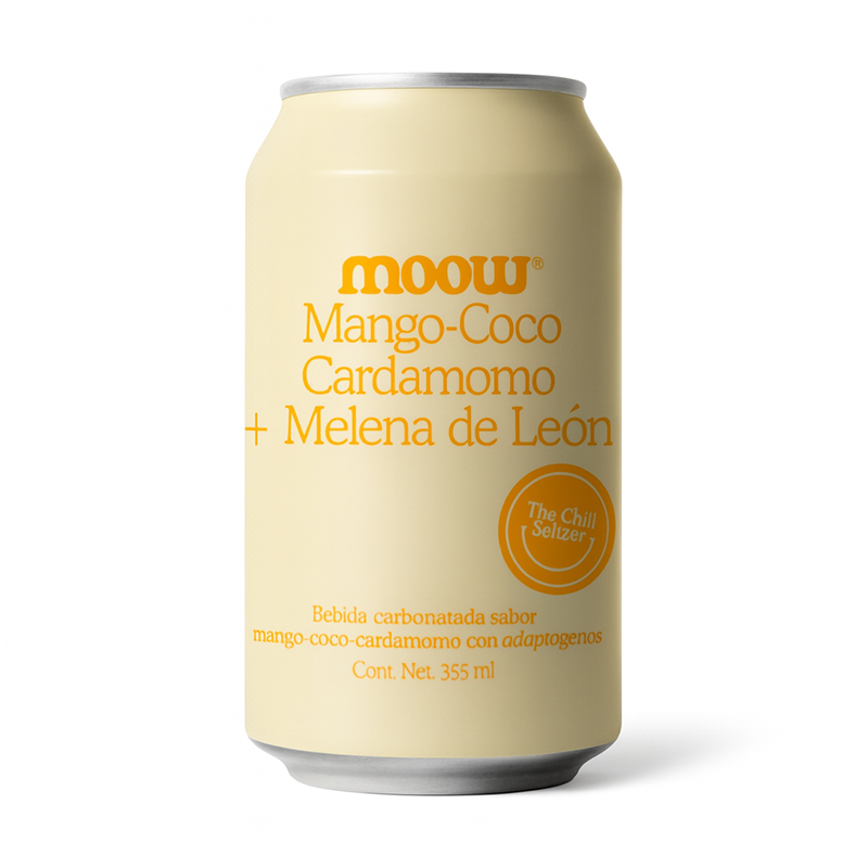 Moow-Mango-Coco-Cardamomo+ Melena de León, 355ml
