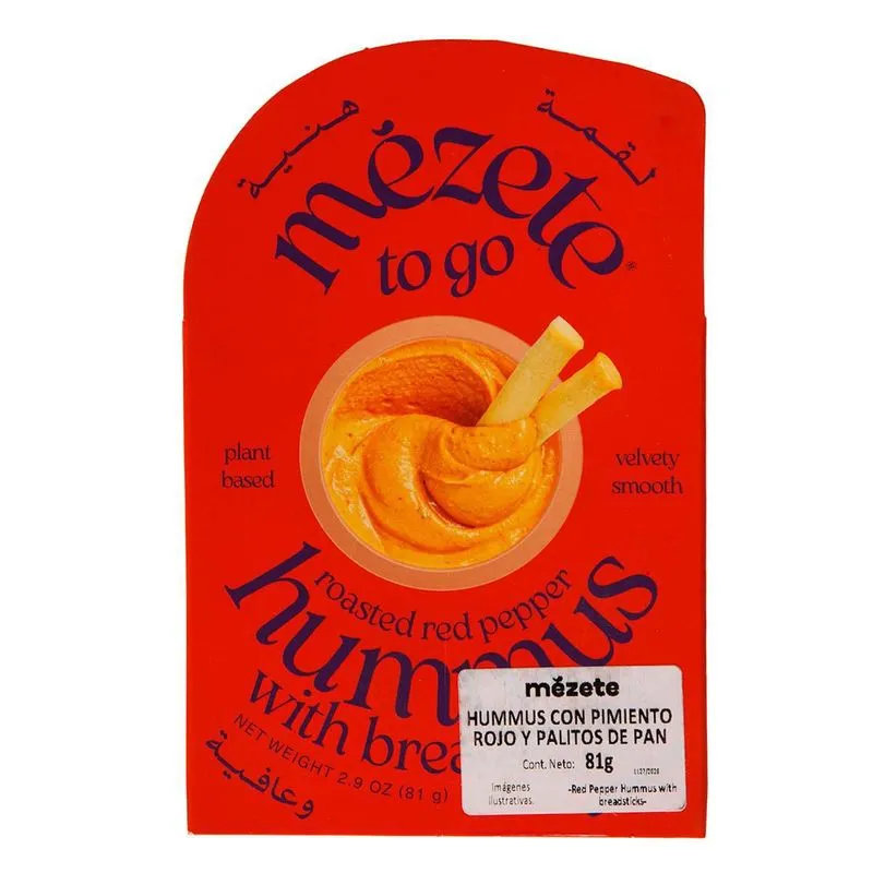 Hummus Pimiento Rojo Asado con Breadsticks Mezete, 81g