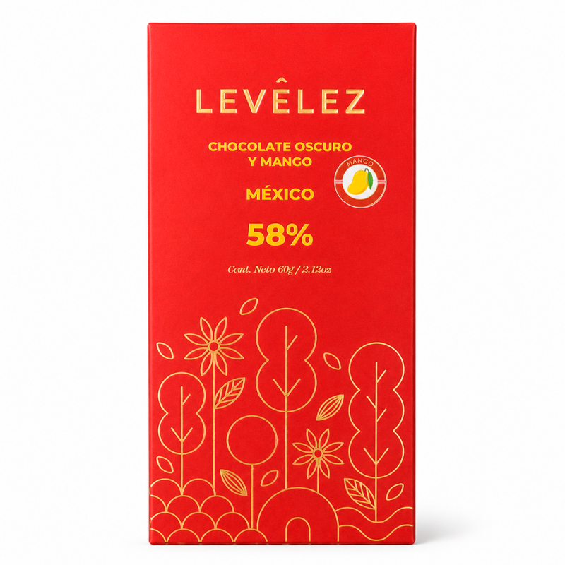 Chocolate Oscuro 58% Cacao y Mango, 60g