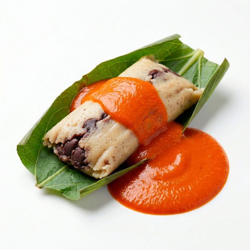 Tamal de Frijol y Hierba Santa Recién Hecho