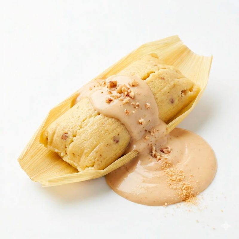 Tamal de Nuez Fresco con Natilla de Cajeta