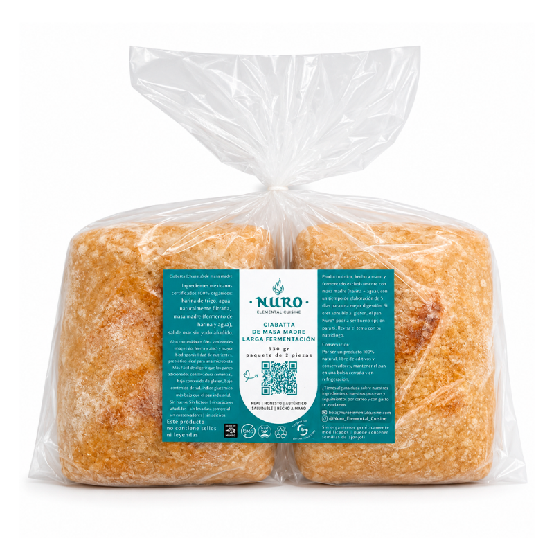 Ciabatta Orgánica de Masa Madre y Larga Fermentación, 330g