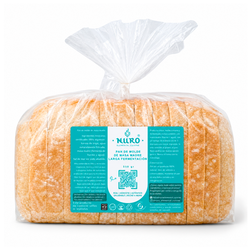 Pan de Molde Orgánico de Masa Madre y Larga Fermentación, 550g