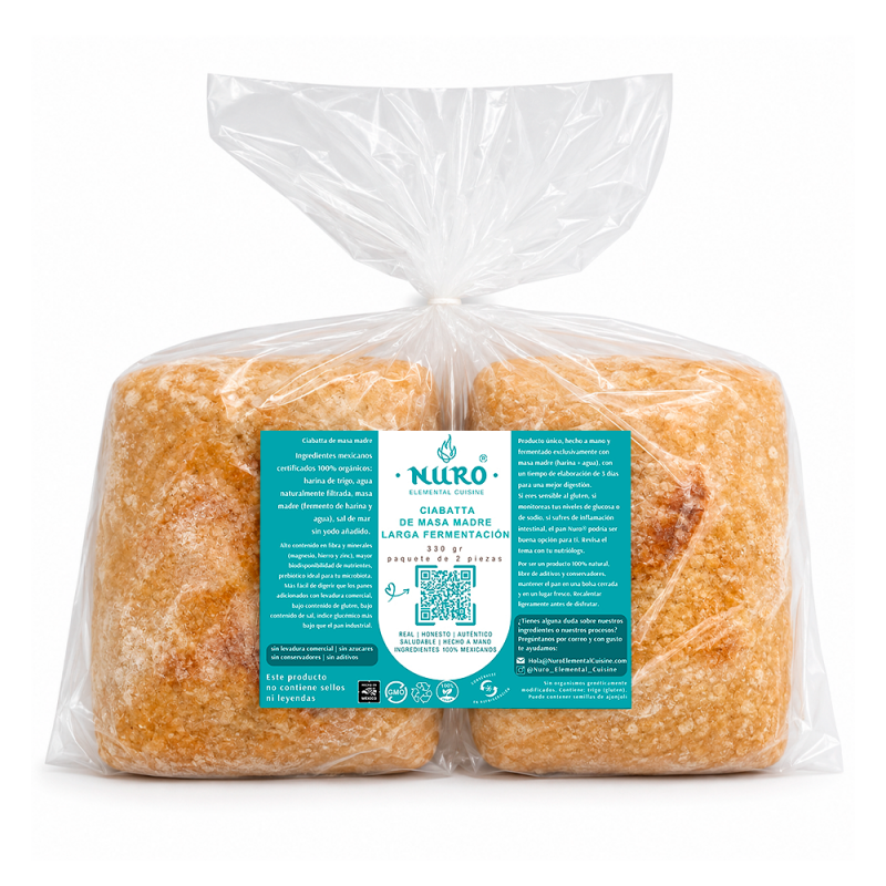Ciabatta Orgánica de Masa Madre y Larga Fermentación, 330g