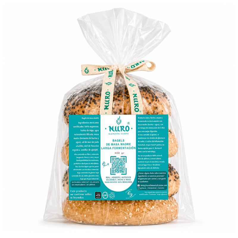 Bagel Orgánico de Masa Madre y Larga Fermentación, 400g