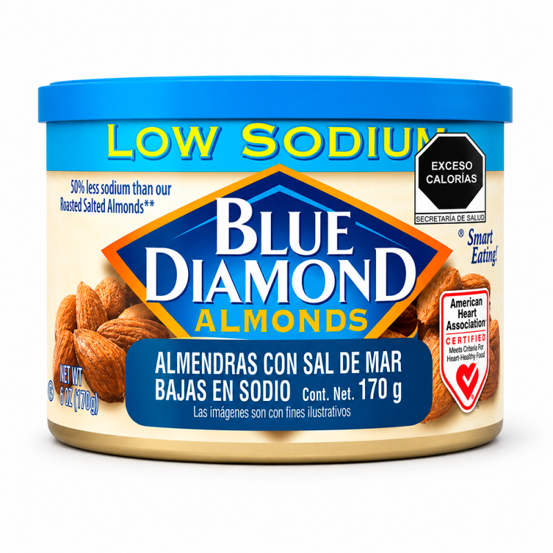 Almendras con Sal de Mar Bajas en Sodio - Low Sodium, 6oz