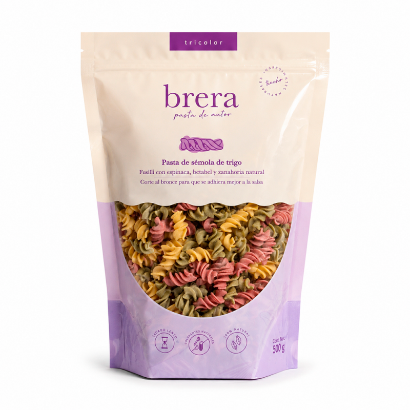Fusilli Con Espinaca, Betabel y Zanahoria, 500g