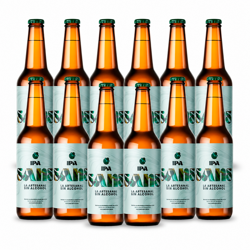 Bebida de malta Sans Ipa La Artesanal sin Alcohol, 12 Pack