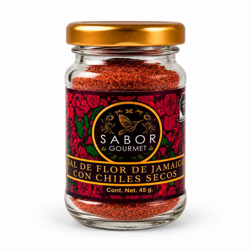 Sal de Jamaica con Flor de Sal y una Mezcla de Chiles, 45g
