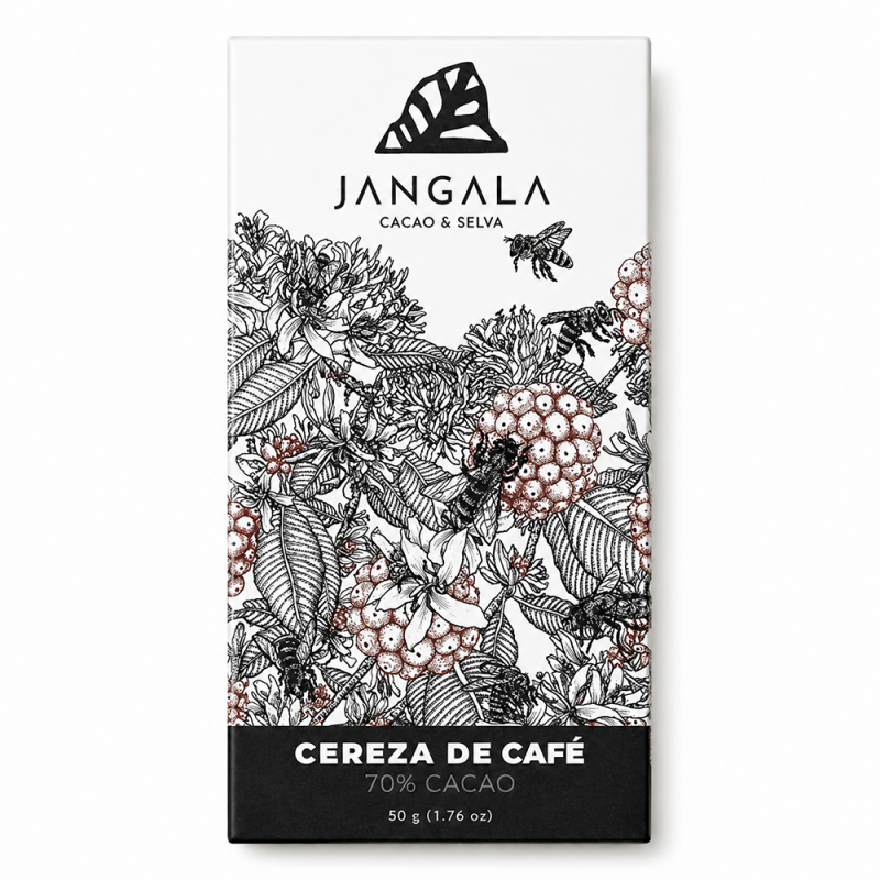 Barra de Chocolate Cereza de Café  70% Cacao, 50g